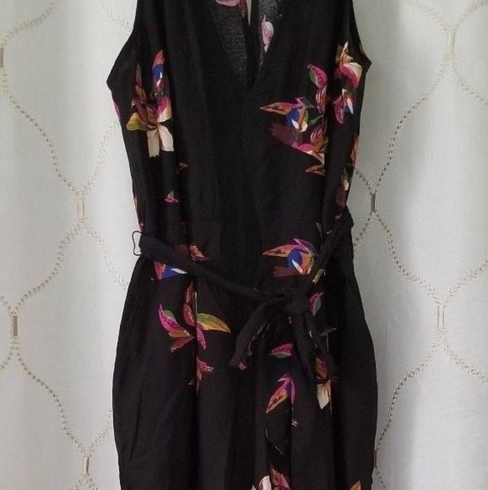 a new day Black Tropical Jumpsuit Tie Waist M